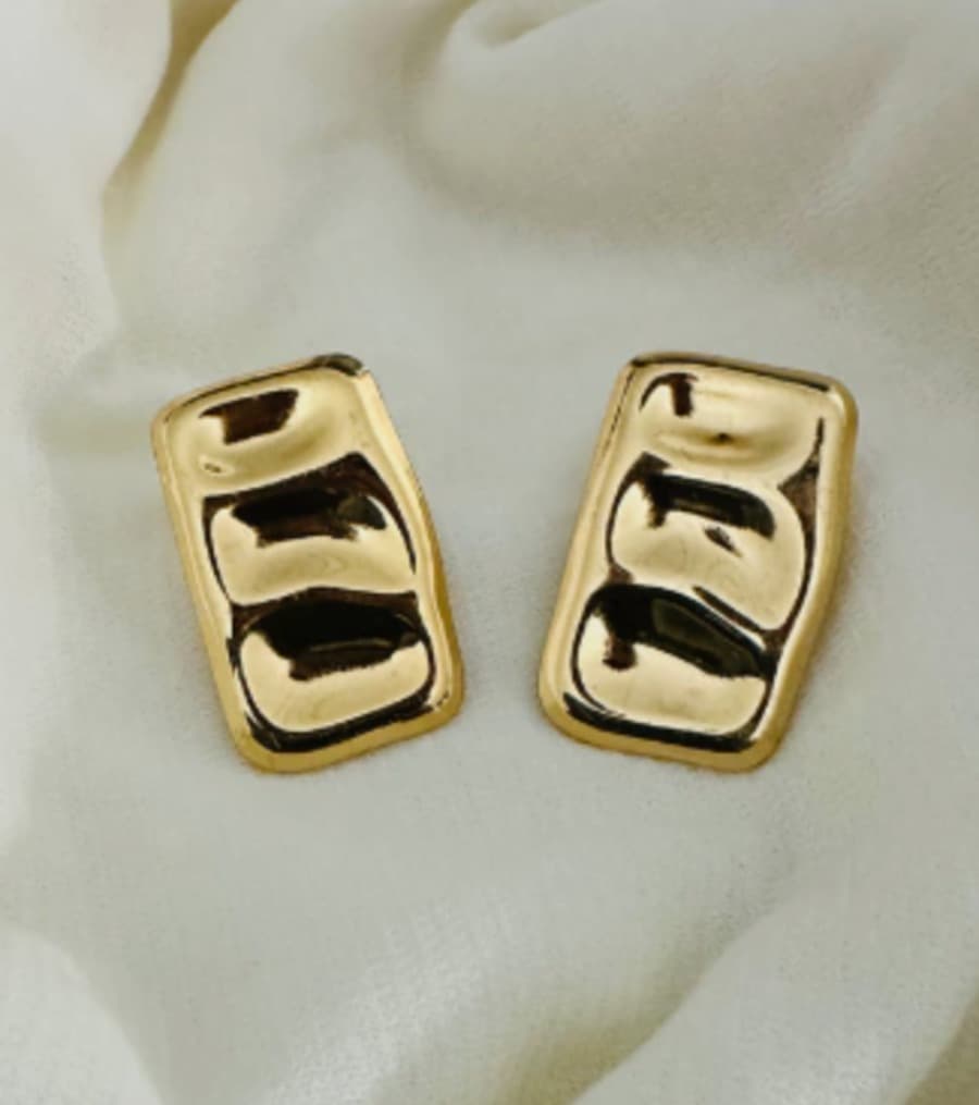 Brinco Retangular Lumine Dourado | Aço Inoxidável